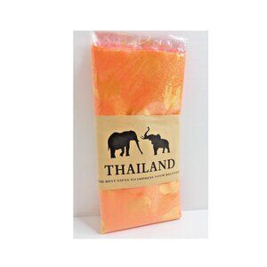 100% Silk Scarf Orange Embossed Lucky Elephant 73" x 27" NWT